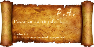 Pacurariu Arnót névjegykártya